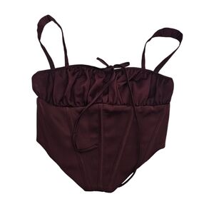 House of CB Betsy Corset Top Bustier Burgundy Crop Size XS